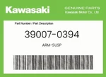 Kawasaki Genuine Arm-susp 39007-0394 New. Price: $240.43.