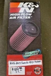 09-14 Suzuki Gsxr 1000 K&n High Flow Reusable Air Filter SU-1009 Used. Price: $22.48.